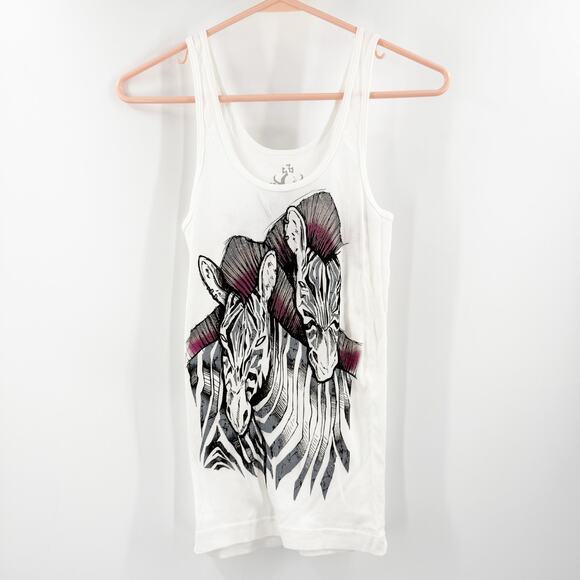 Key Closet Tank Top Size Medium NEW Zebra Ribbed Y2K Style 2000s Cotton USA - Picture 1 of 11
